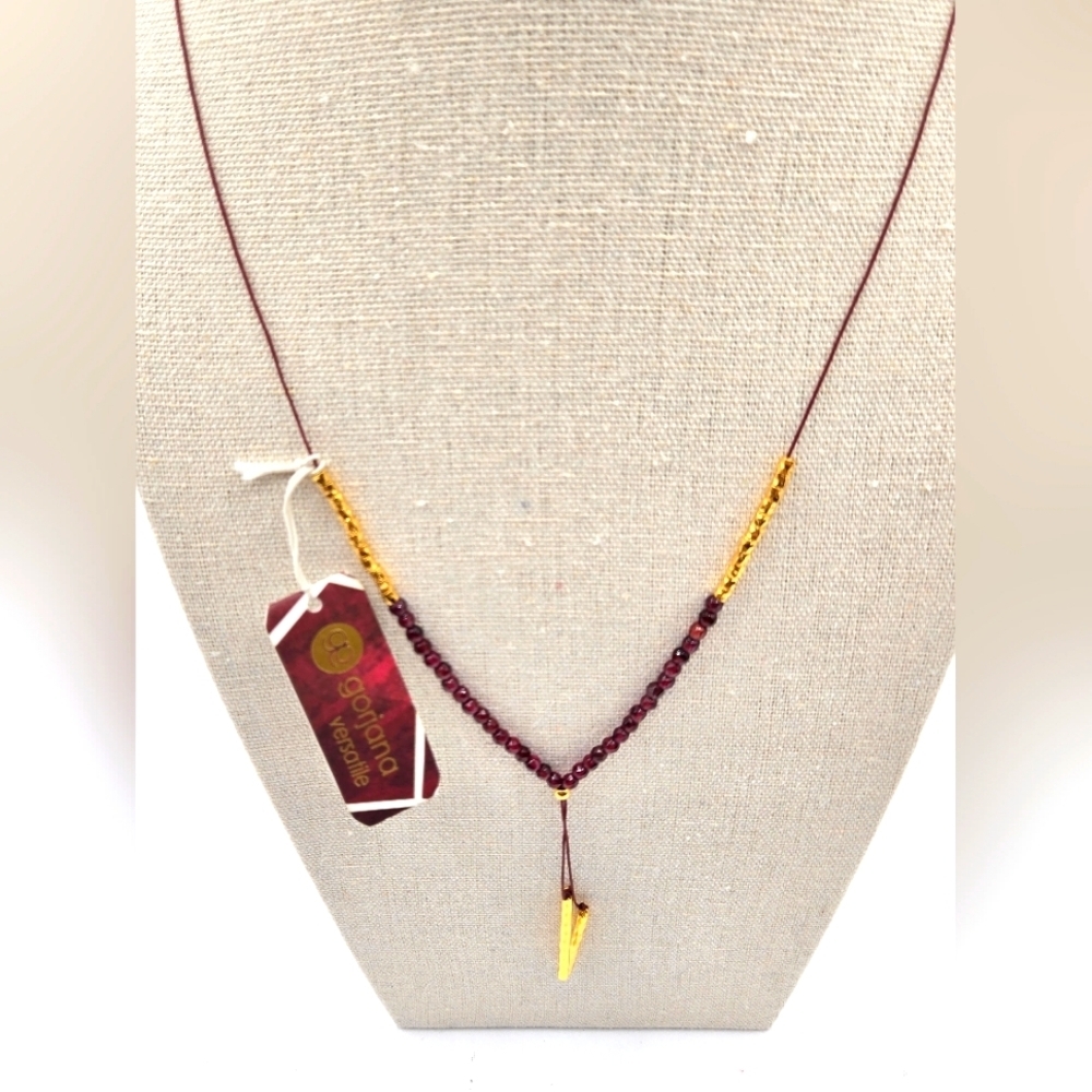 GORGANA NWT Power Gemstone Adjustable Necklace Garnate Energy
